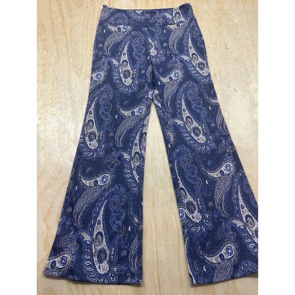 Anthropologie Pants - Anthropologie MAEVE Metallic Paisley Pants Women 10P Navy Gold Flare Maria Boho